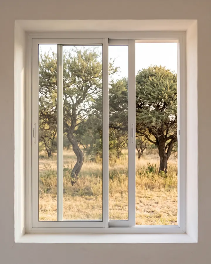 Ventana corrediza de aluminio blanco